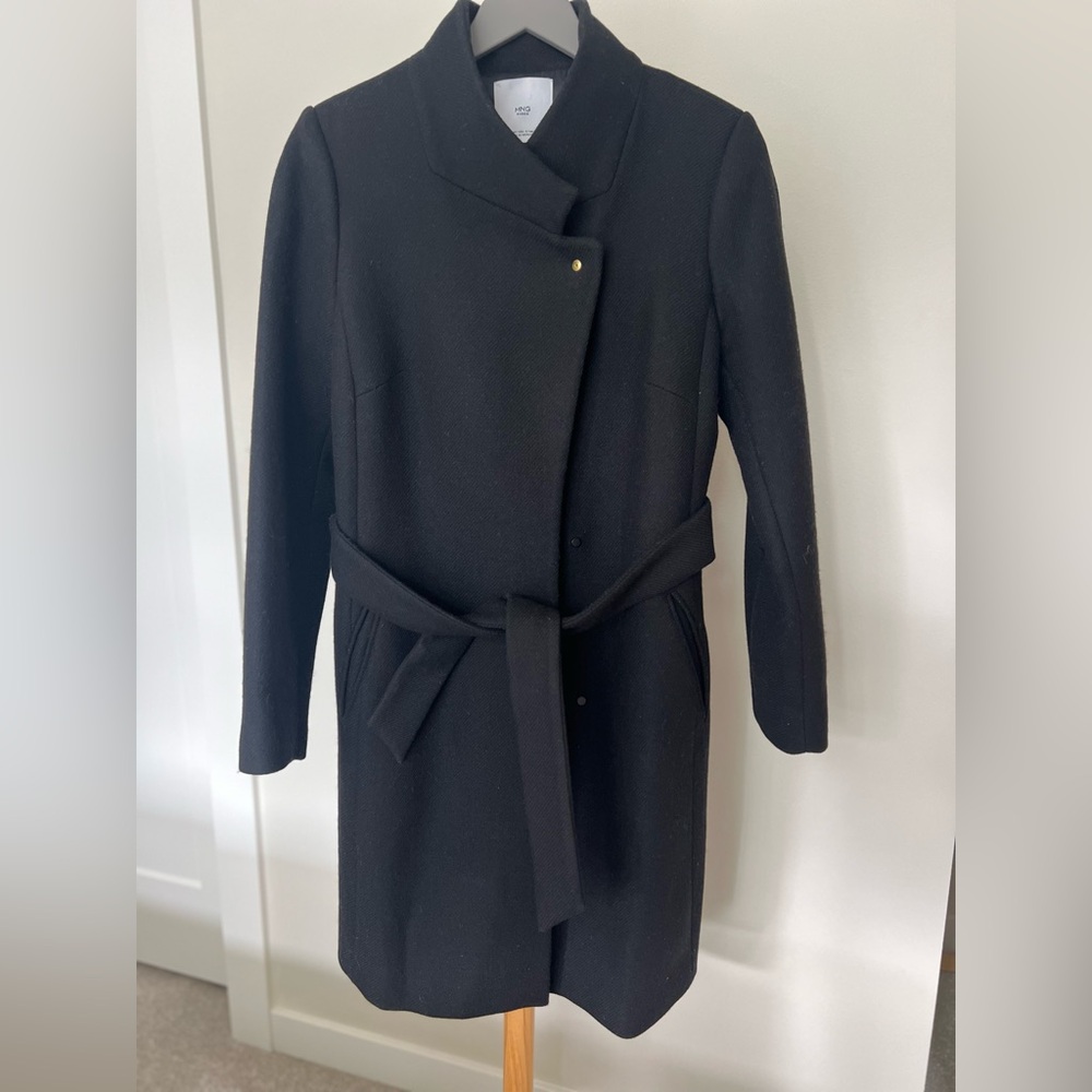 Mango Black Coat Wool blend Classic fit Size M